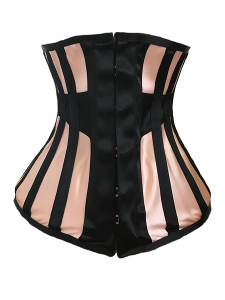 Longline Underbust Corset in Black / Pink Contrast