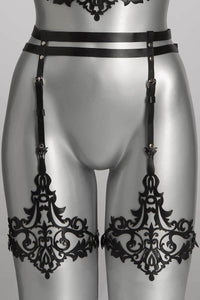 Lilly Luxury Leather Couture Suspender Belt by VoyeurX