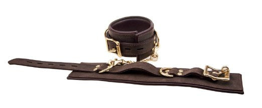 Pleasure Bound Nubuck Leather and Gold Wrist Cuffs - She Said Boutique - 2