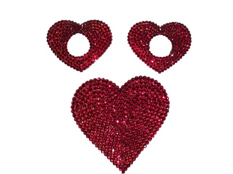 Crystal Red Hearts Open Pasties & Merkin Patch Set