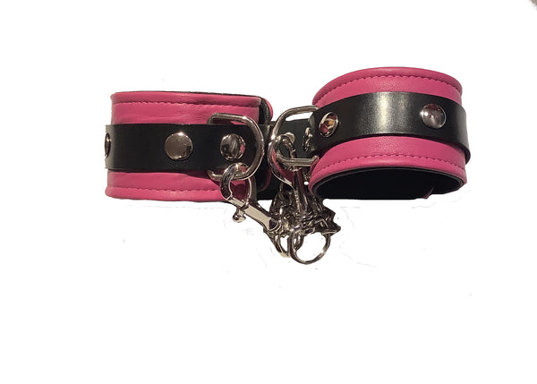 Pink & Black Leather Cuffs