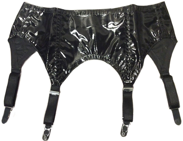 Four Strap PVC Suspender Belt - Black She Said Boutique Four Strap PVC Suspender Belt - Black She Said Boutique
