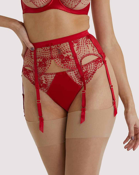 Julies Roses Red Suspender Belt - Last Chance To Buy! (XL)