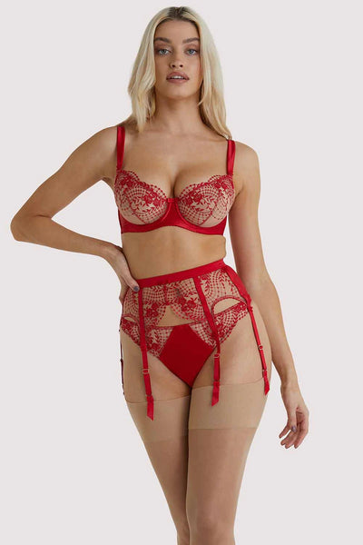 Julies Roses Red Suspender Belt - Last Chance To Buy! (XL)