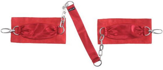 Sutra Silk & Suede Chainlink Cuffs Red by LELO