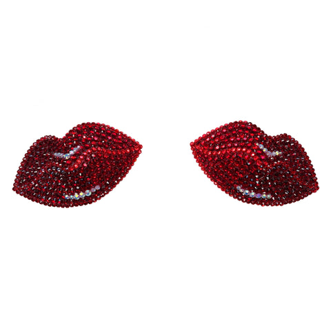 Red Kiss Lips Crystal Nipple Pasties