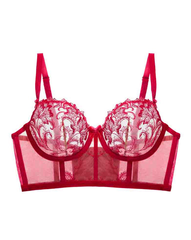 Nocturnelle Flame Red Long Line Bra by Dita Von Teese