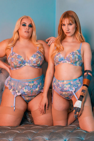 Luna Pastel Embroidered Suspender Belt - Last chance to buy! (UK 10/12)