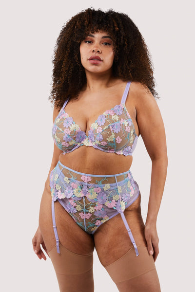 Luna Pastel Embroidered Suspender Belt - Last chance to buy! (UK 10/12)