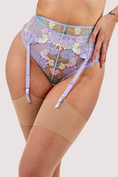Luna Pastel Embroidered Suspender Belt - Last chance to buy! (UK 10/12)