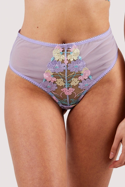 Luna Pastel Embroidered High Waist Thong - Last chance to buy! (UK 12)