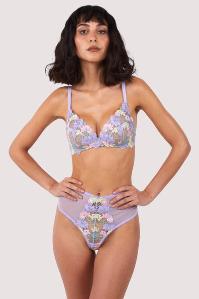Luna Pastel Embroidered High Waist Thong - Last chance to buy! (UK 12)