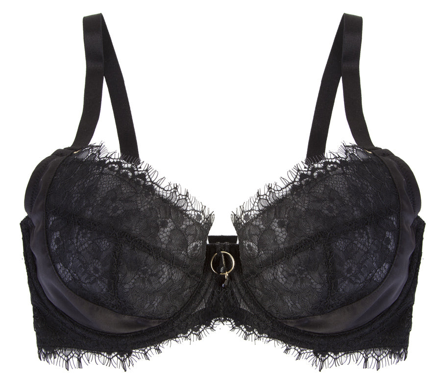 Mae Satin and Lace Unpadded Full Bust Bra (32E)