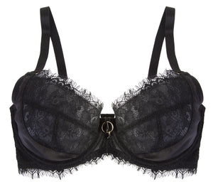 Mae Satin and Lace Unpadded Full Bust Bra (32E)