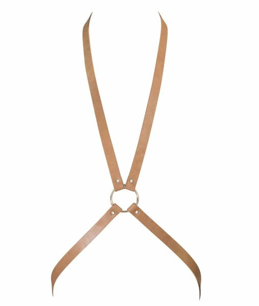 Bijoux Crossed Over Chest 8 Harness (Black/Tan) / Vegan
