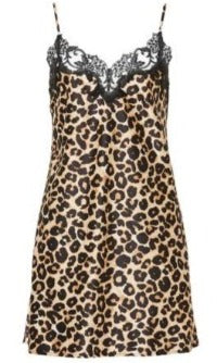 Millicent Leopard Silky Satin Chemise - Last Chance To Buy! (S/XL)