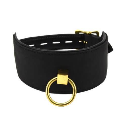 Handmade Nubuck Leather Collar - Black