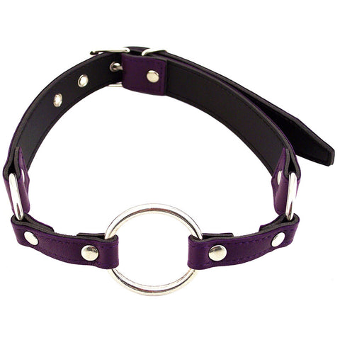 Luxury Leather O Ring Gag - Purple