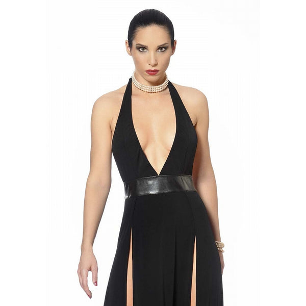 Isabella Long Plunging Side Split Gown