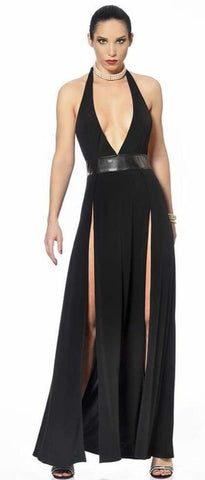 Isabella Long Plunging Side Split Gown