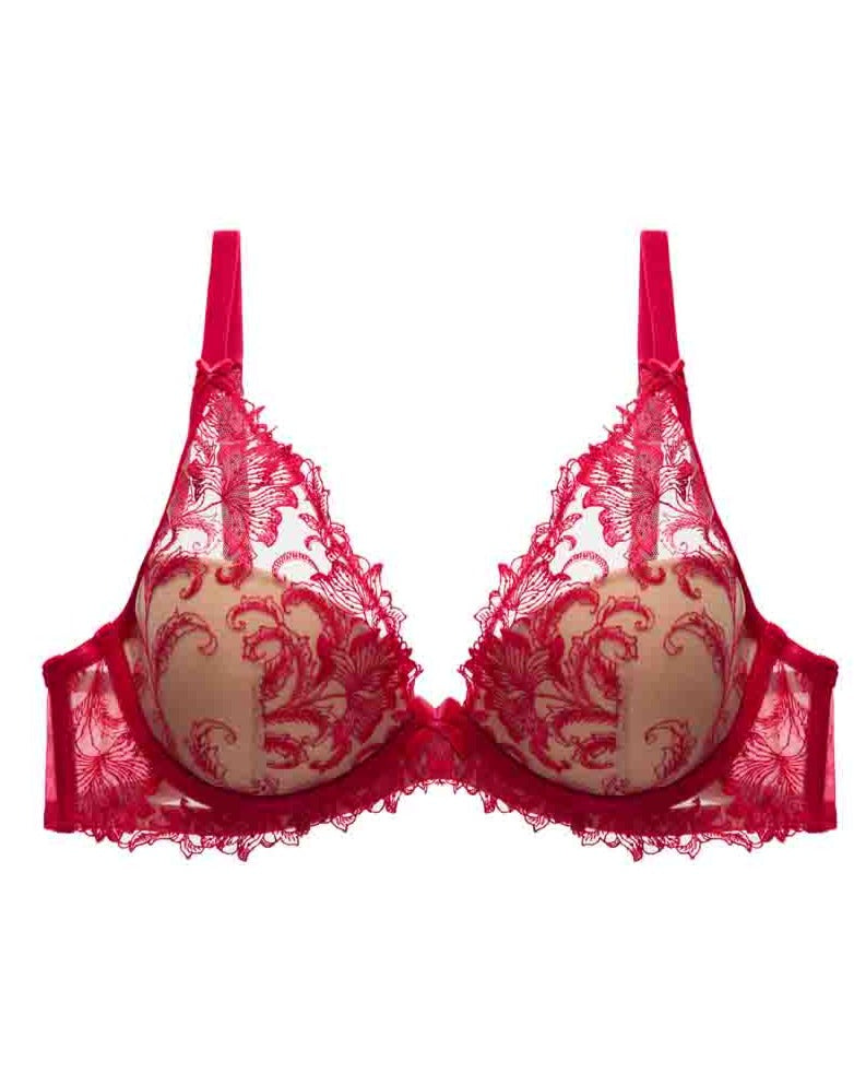 Nocturnelle Flame Red Plunge Bra by Dita Von Teese