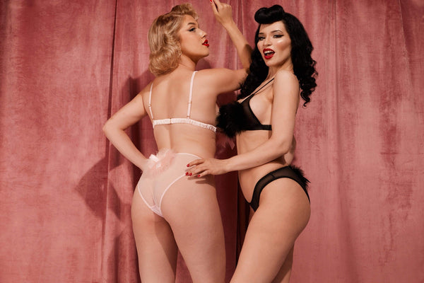 Powder Puff Brief in Black by Bettie Page Lingerie