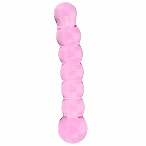 Ribbed Rose Glass Dildo