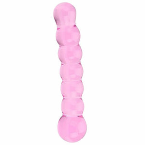 Ribbed Rose Glass Dildo