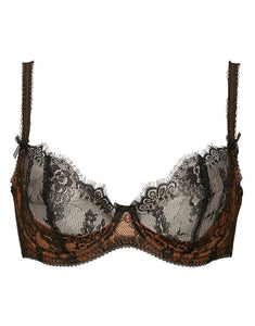 Savoir Faire Black & Copper Underwire Bra (32E / 36DD)