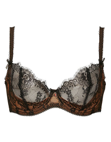 Savoir Faire Black & Copper Underwire Bra (32E / 36DD)