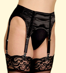 Four Strap Retro Suspender Belt - Black (UK 6 - 8)