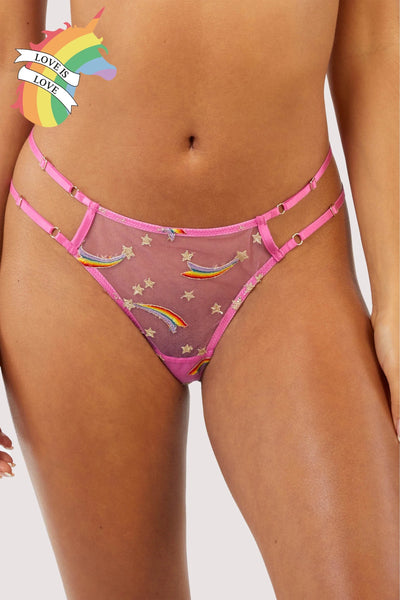 Coccinelle Rainbow Shooting Star Pride Embroidery Thong - Last Chance To Buy!