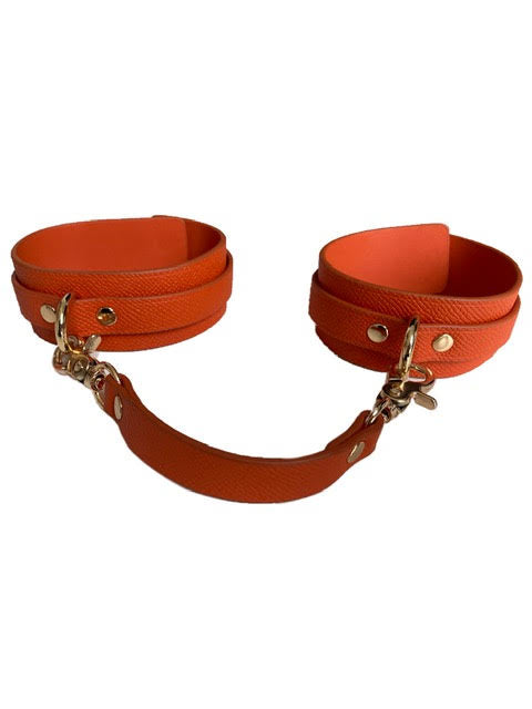 Leather Lux Orange & Gold Ankle Cuffs