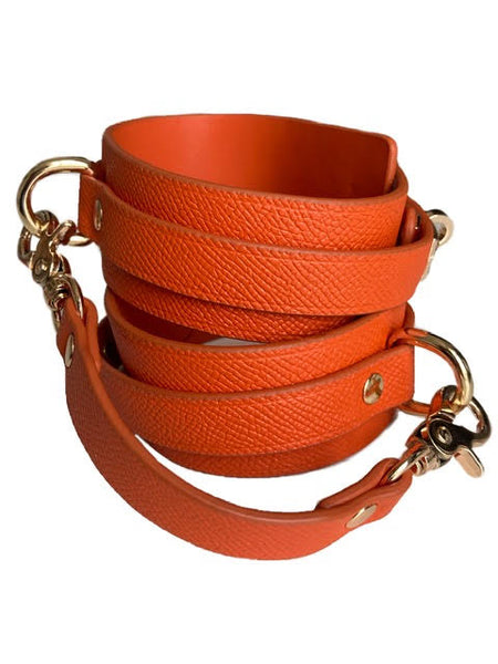 Leather Lux Orange & Gold Ankle Cuffs