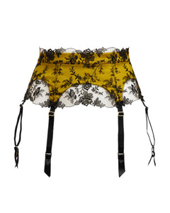 LAST CHANCE TO BUY! Victresse Chartreuse & Black Suspender Belt